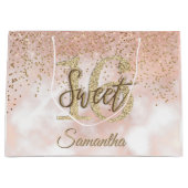 Elegant Sweet 16 Birthday Roos Gold Glitter Groot Cadeauzakje (Voorkant)