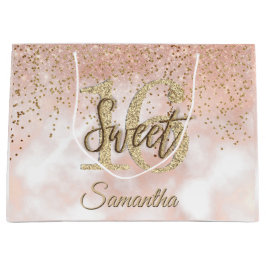 Elegant Sweet 16 Birthday Roos Gold Glitter Groot Cadeauzakje