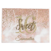 Elegant Sweet 16 Birthday Roos Gold Glitter Groot Cadeauzakje (Achterkant)