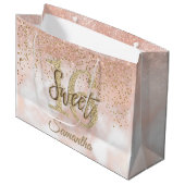 Elegant Sweet 16 Birthday Roos Gold Glitter Groot Cadeauzakje (Voorkant Gekanteld)