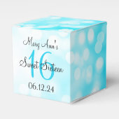 Elegant Sweet 16 Birthday Turquoise Glitter Lights Bedankdoosjes (Voorkant Zijde)