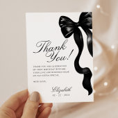 Elegant Sweet 16 Black Bow bedankkaart