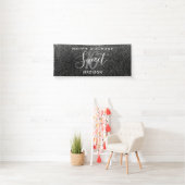 Elegant Sweet 16 Black Silver Faux Glitter Name Spandoek (Insitu)