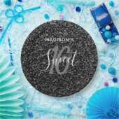 Elegant Sweet 16 Black Silver Specialized Papieren Bordje (Feest)