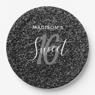 Elegant Sweet 16 Black Silver Specialized Papieren Bordje