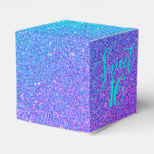 Elegant Sweet 16 Blauwgroen Paars Glitter Dank je  Bedankdoosjes (Achterkant)