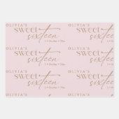Elegant Sweet 16 Blush Pink Birthday  Inpakpapier Vel (Voorkant 3)