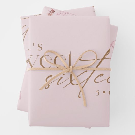 Elegant Sweet 16 Blush Pink Birthday  Inpakpapier Vel (In situ)
