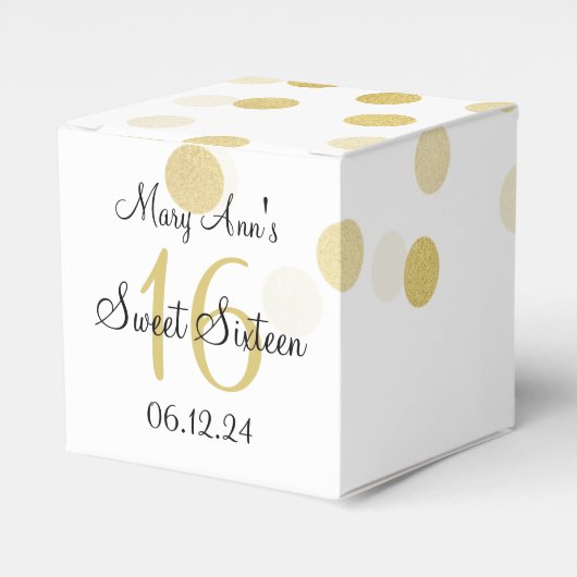 Elegant Sweet 16 Faux Gold Foil Glitter Lights Bedankdoosjes (Voorkant Zijde)