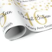 Elegant Sweet 16 Faux Gold Foil Glitter Lights Cadeaupapier (Rol Hoek)