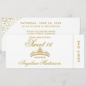 Elegant Sweet 16 goud en wit ticket Kaart (Voorkant / Achterkant)