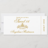 Elegant Sweet 16 goud en wit ticket Kaart (Voorkant)
