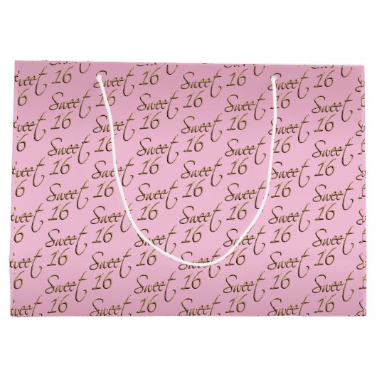 Elegant Sweet 16 in Roze en Gold Groot Cadeauzakje (Achterkant)