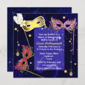 Elegant Sweet 16 Masquerade Ball Invitation Kaart (Voorkant / Achterkant)