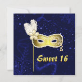 Elegant Sweet 16 Masquerade Ball Invitation Kaart (Achterkant)