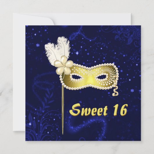 Elegant Sweet 16 Masquerade Ball Invitation Kaart (Achterkant)