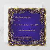 Elegant Sweet 16 Royal Blue Gold Invitation Kaart (Achterkant)