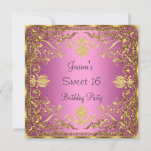Elegant Sweet 16 roze Gold Invitation Kaart (Voorkant)