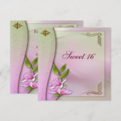 Elegant Sweet 16 Roze Magnolia Invites Kaart (Voorkant / Achterkant)