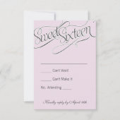 Elegant Sweet 16 RSVP in Bleek Roze (Voorkant)