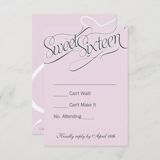 Elegant Sweet 16 RSVP in Bleek Roze (Voorkant / Achterkant)