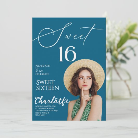 Elegant Sweet 16 Save the Date Birthday Kaart (Staand voorkant)