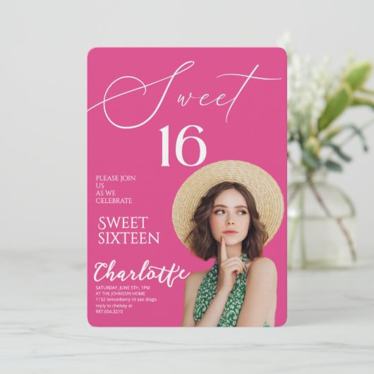 Elegant Sweet 16 Save the Date Birthday Kaart (Staand voorkant)