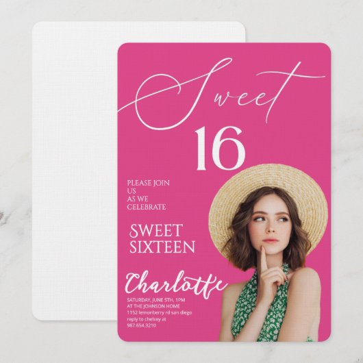 Elegant Sweet 16 Save the Date Birthday Kaart (Voorkant / Achterkant)
