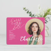 Elegant Sweet 16 Save the Date Birthday Kaart (Staand voorkant)