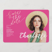 Elegant Sweet 16 Save the Date Birthday Kaart (Voorkant)