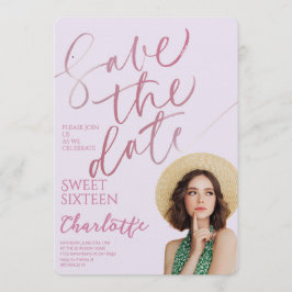Elegant Sweet 16 Save the Date Birthday Kaart