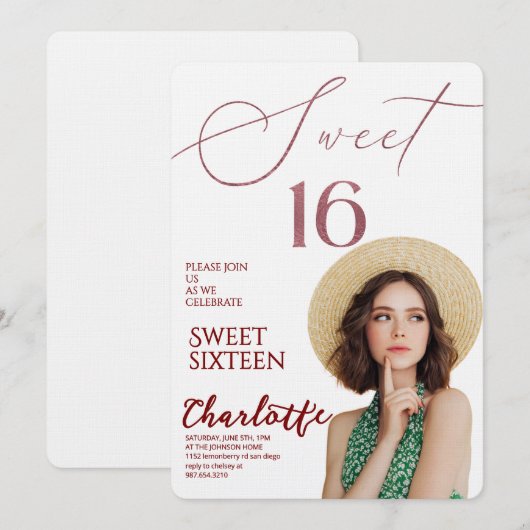 Elegant Sweet 16 Save the Date Birthday Kaart (Voorkant / Achterkant)
