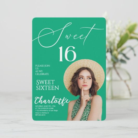 Elegant Sweet 16 Save the Date Birthday Kaart (Staand voorkant)