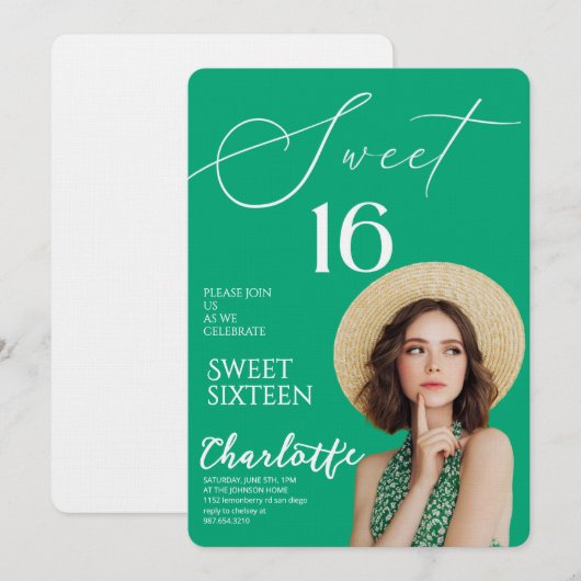 Elegant Sweet 16 Save the Date Birthday Kaart (Voorkant / Achterkant)