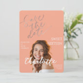 Elegant Sweet 16 Save the Date Birthday Kaart (Staand voorkant)