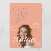 Elegant Sweet 16 Save the Date Birthday Kaart (Voorkant)