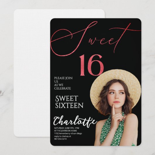 Elegant Sweet 16 Save the Date Birthday Kaart (Voorkant / Achterkant)