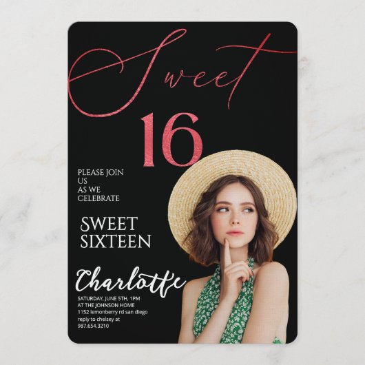 Elegant Sweet 16 Save the Date Birthday Kaart (Voorkant)