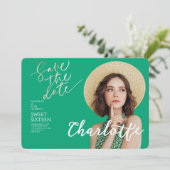 Elegant Sweet 16 Save the Date Birthday Kaart (Staand voorkant)