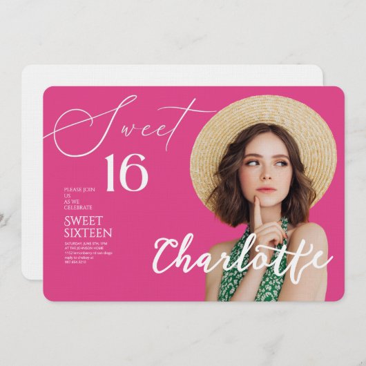 Elegant Sweet 16 Save the Date Birthday Kaart (Voorkant / Achterkant)
