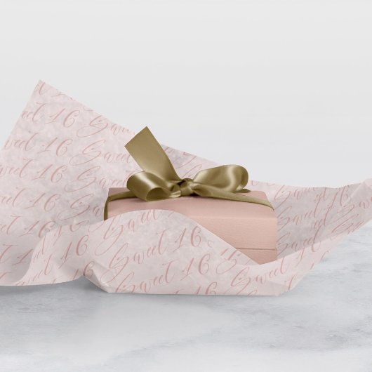 Elegant Sweet 16 Script kalligrafie patroon roze Tissuepapier