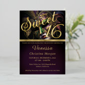 Elegant Sweet 16 Uitnodiging tot Folie (Staand Voorkant)