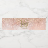 Elegant Sweet 16 Verjaardag Blush Roze Goud Glitte Waterfles Etiket (Enkel label)