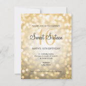 Elegant Sweet 16 Verjaardag Gouden Glitter Lights Kaart (Voorkant)