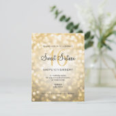 Elegant Sweet 16 Verjaardag Gouden Glitter Lights Kaart (Staand voorkant)