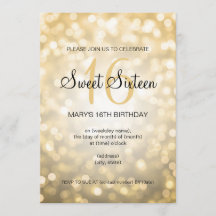 Elegant Sweet 16 Verjaardag Gouden Glitter Lights