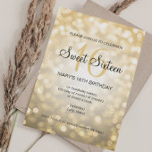 Elegant Sweet 16 Verjaardag Gouden Glitter Lights Kaart