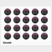 Elegant Sweet 16 Verjaardag Midnight Glam Pink Ronde Sticker (Vel)