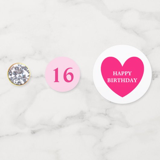Elegant Sweet 16 verjaardag op Magenta Pink Confetti (Voorkanten)