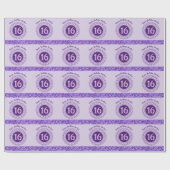 Elegant Sweet 16 Verjaardag, Paarse glitter & stre Cadeaupapier (Vlak)